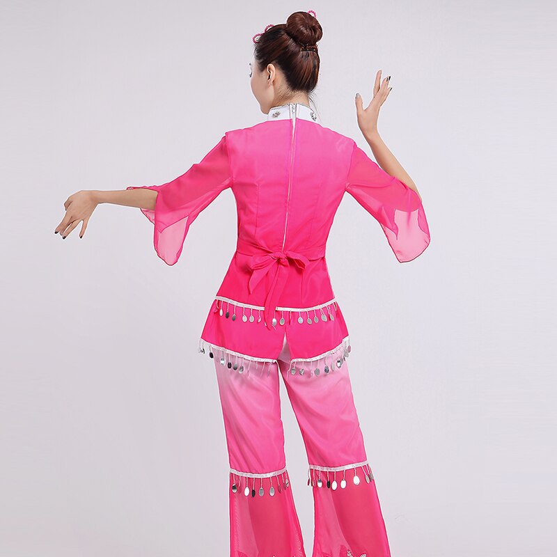 Women Chinese Yangko Dance Costume Chinese Classic Fan Stage Dance Clothing Female Chinese Folk Dance Dress 89