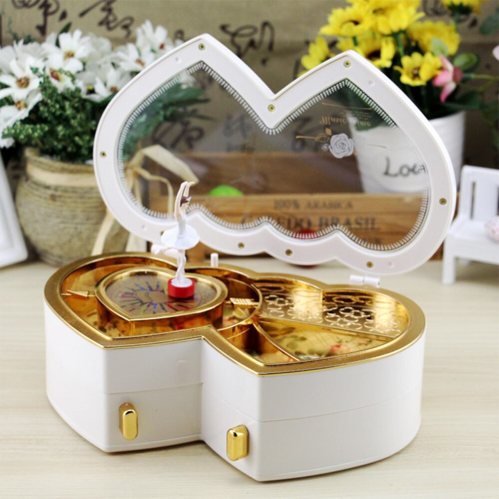 Jewelry Storage Box clockwork Music Box Valentine's Day Year's with Dancer