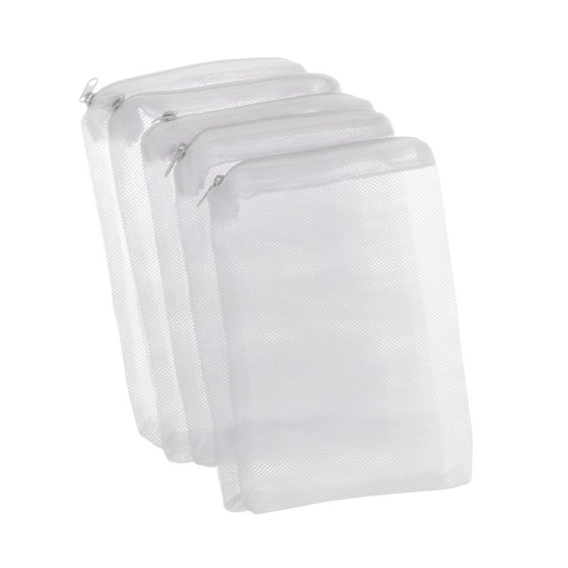5 Pcs/Set Aquarium Filter Bag Fish Tank Mesh Bag Zipper Net Pond For Bio Ball Active Carbon Isolation Storage 5 Sizes: 4