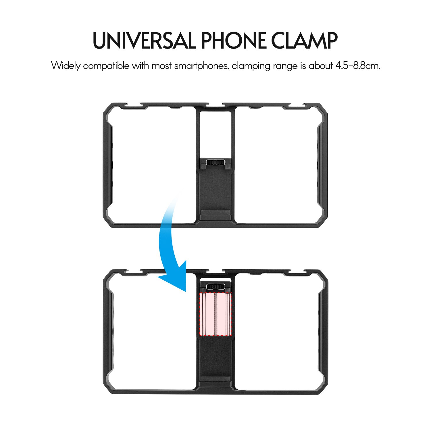 Andoer Smartphone Vídeo Rig Gaiola Vlog Aderência com Grampo de Telefone Triplo Sapata Fria 1/4 3/8 Rosca para o Vlog para iPhone samsung xiaomi