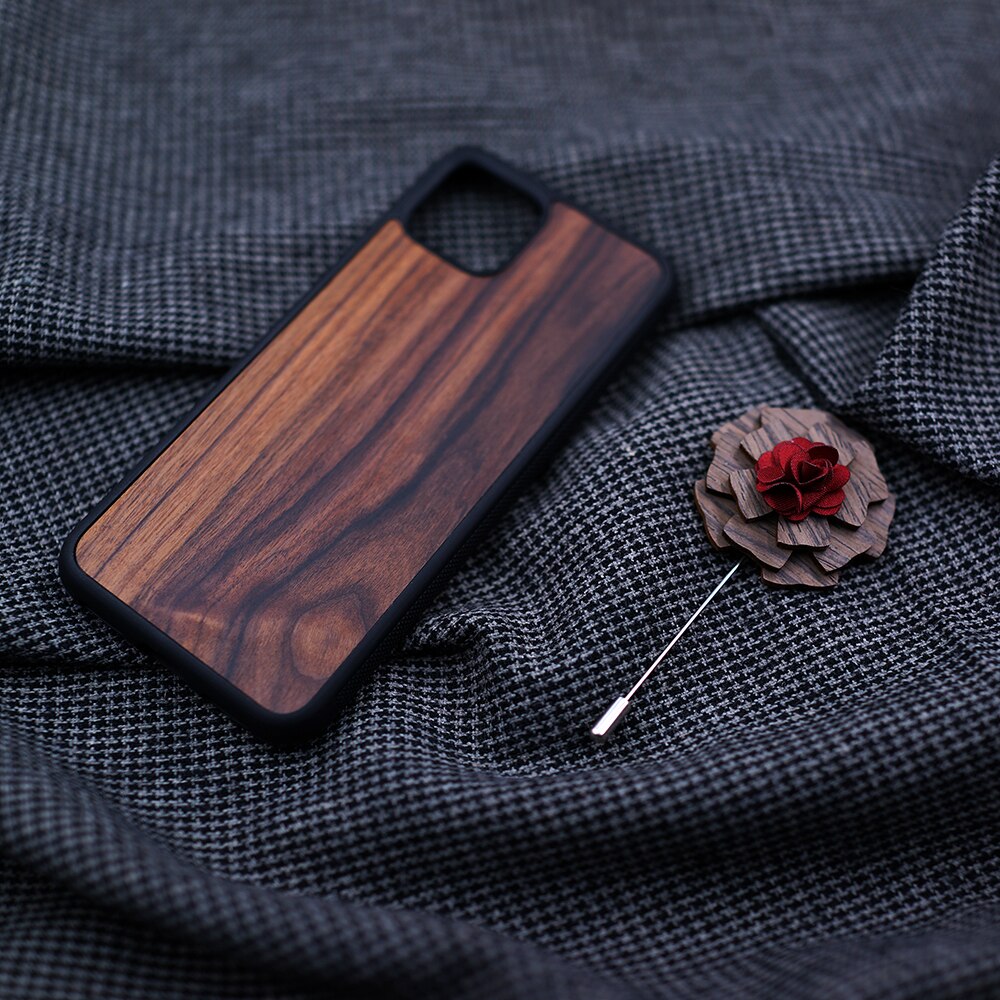 Funda de madera para Google Pixel 4 XL, protector trasero de TPU de palisandro para Google Pixel 4XL Pixel4