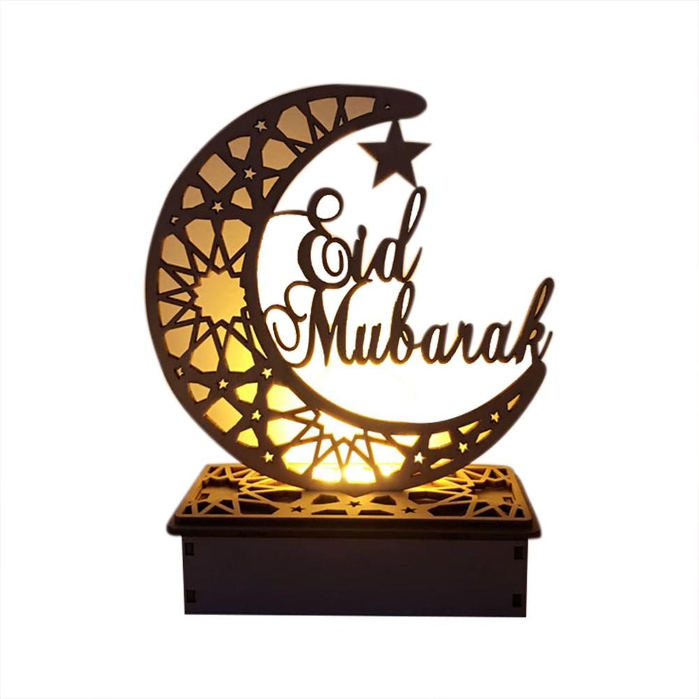 Lampe décorative en bois à bricolage-même, luminaire décoratif de palais, pour l'islam musulman, Eid Mubarak, Ramadan, LED: YELLOW