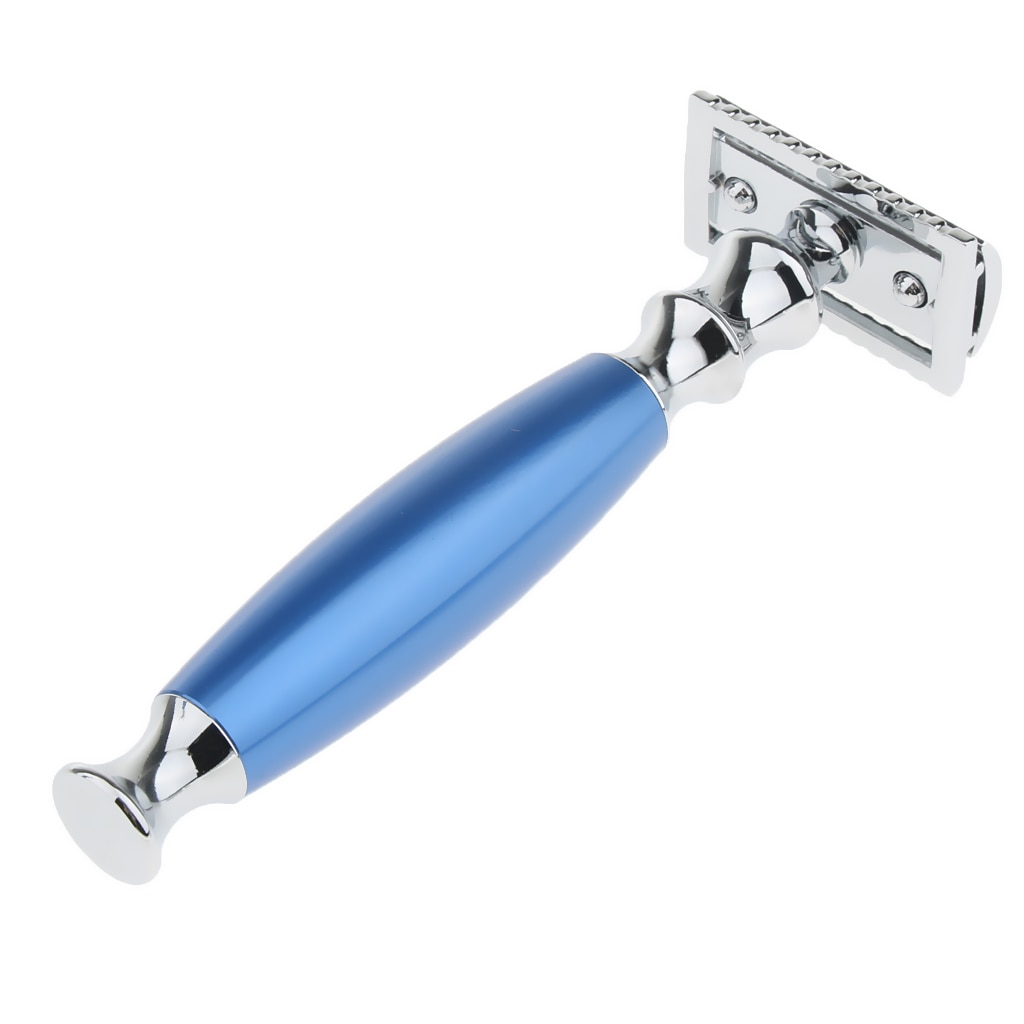 Traditional Luxury Grooming Shaving Set For Men - Including Double-sided Razors, Shave Brush, Alloy Stand Holder - Blue