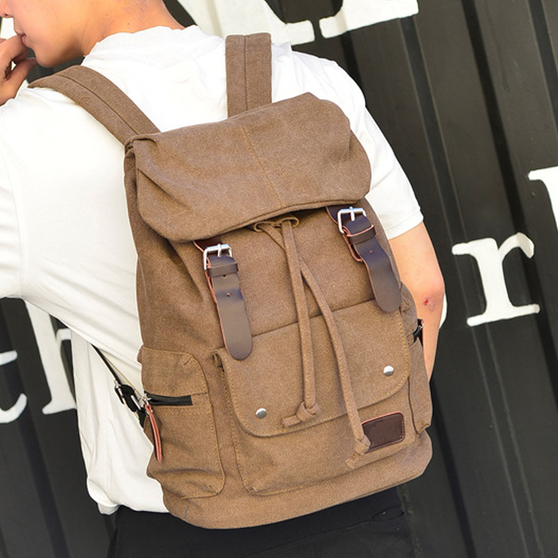 Casual Mannen Canvas Rugzak mannen Vintage Student Schooltas Grote Laptop Rugzak Canvas Trekkoord Rugzak MX16