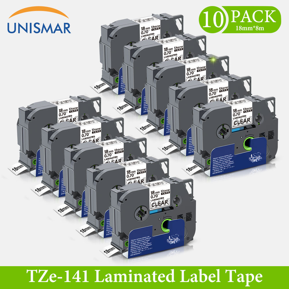 10PK 18mm TZe-141 Black on Clear White TZe-241 Label Tapes for Brother TZe141 TZ-141 P-touch Label Printer Laminated Label Maker