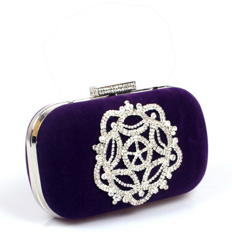 Velvet diamonds wine red evening bags mini purse clutch with chain shoulder evening bag for wedding