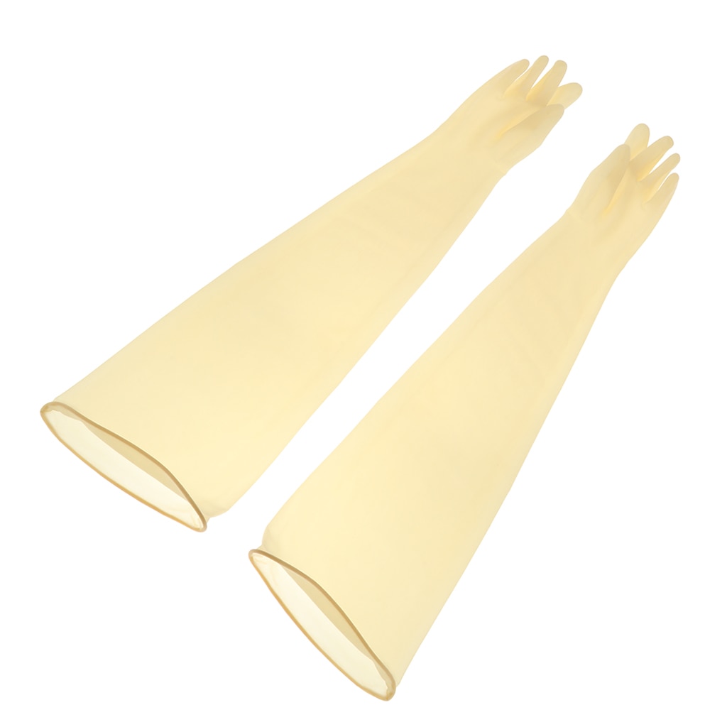 1 Paar 70 Cm Industriële Lab Solvent Chemische Slip Latex Werkhandschoen Geel