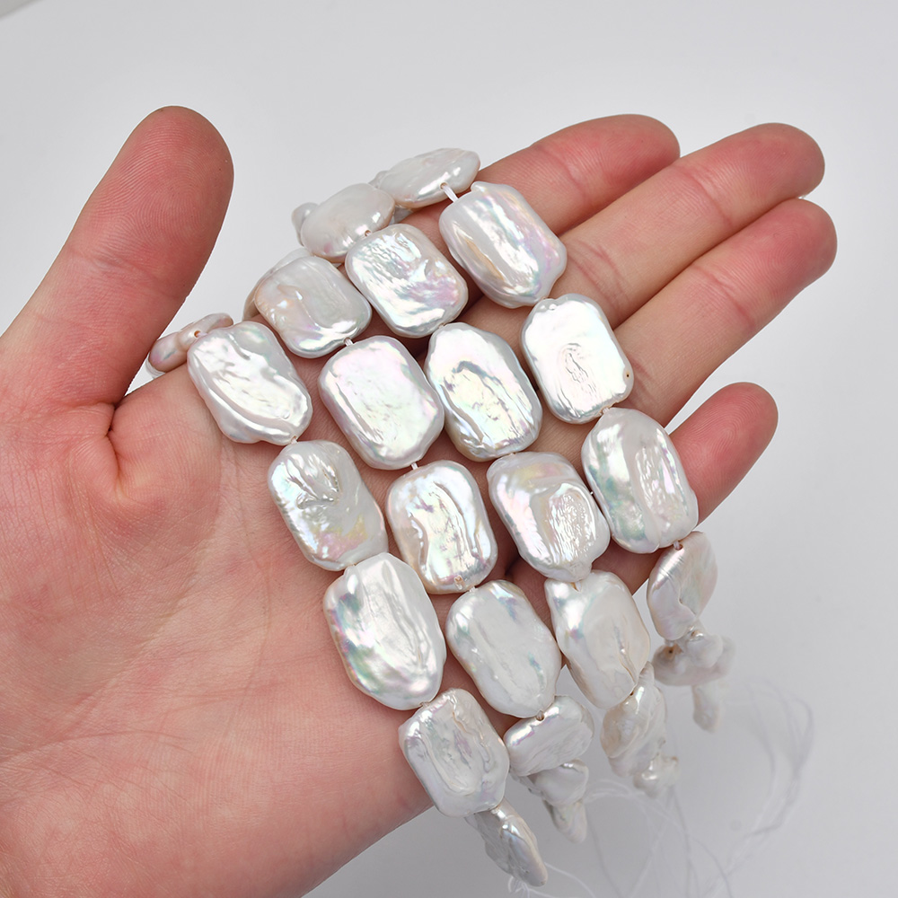 Barokke Parel Ketting Vierkante Witte Zoetwater Gekweekte Parel Ketting Sieraden Diy Maken 14x20mm