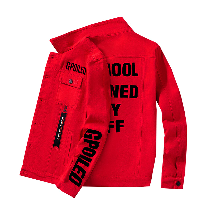 7111 White Red Grey Streetwear Hip Hop Denim – Vicedeal