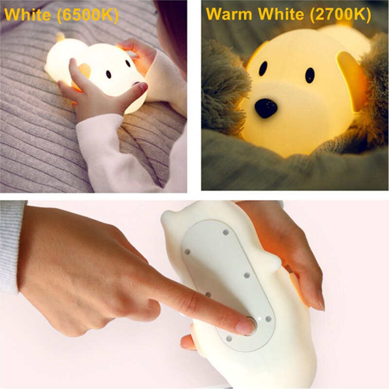 Dimbare Led Nachtlampje Lamp Touch Siliconen Puppy Cartoon voor Baby Kinderen Kids Nachtkastje Slaapkamer Woonkamer Decoratie