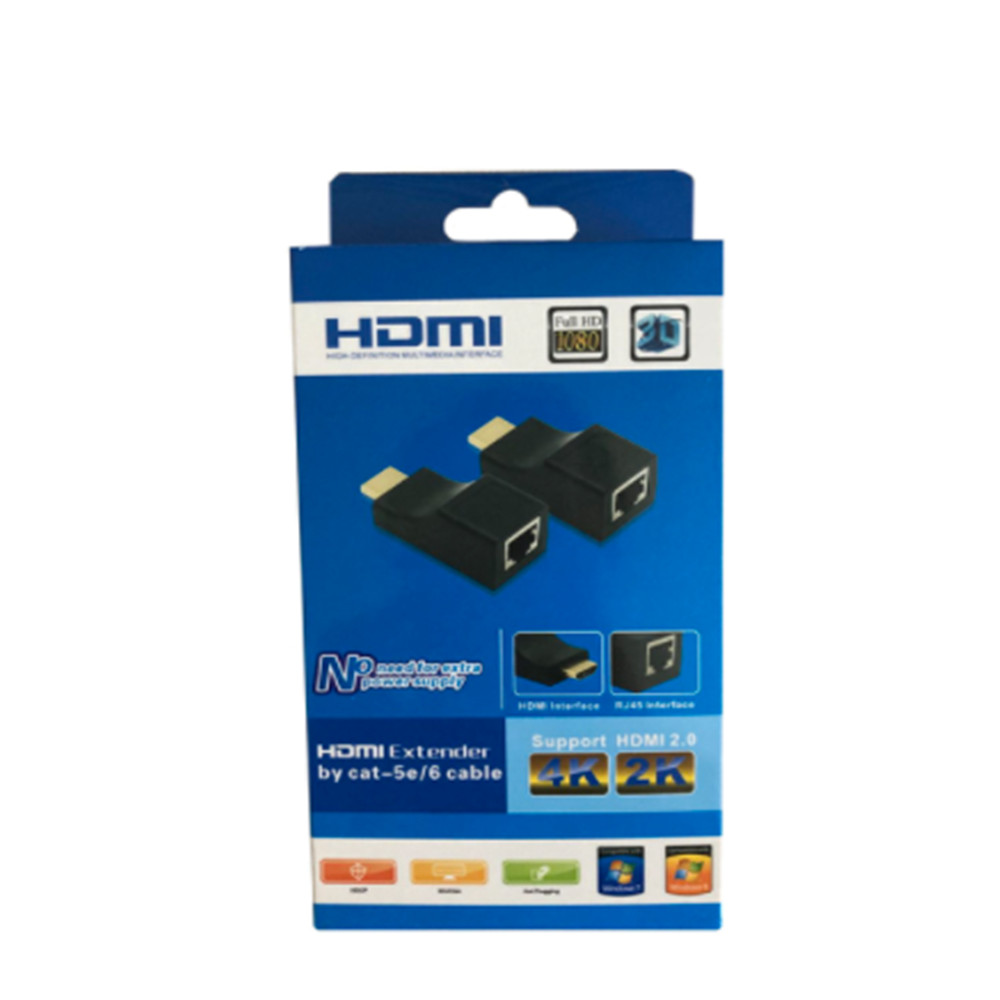 1080P Up to 30m HDMI-compatible Extender HDMI-compatible to RJ45 Extension LAN Network CAT5e / 6 UTP LAN Ethernet Cable: black