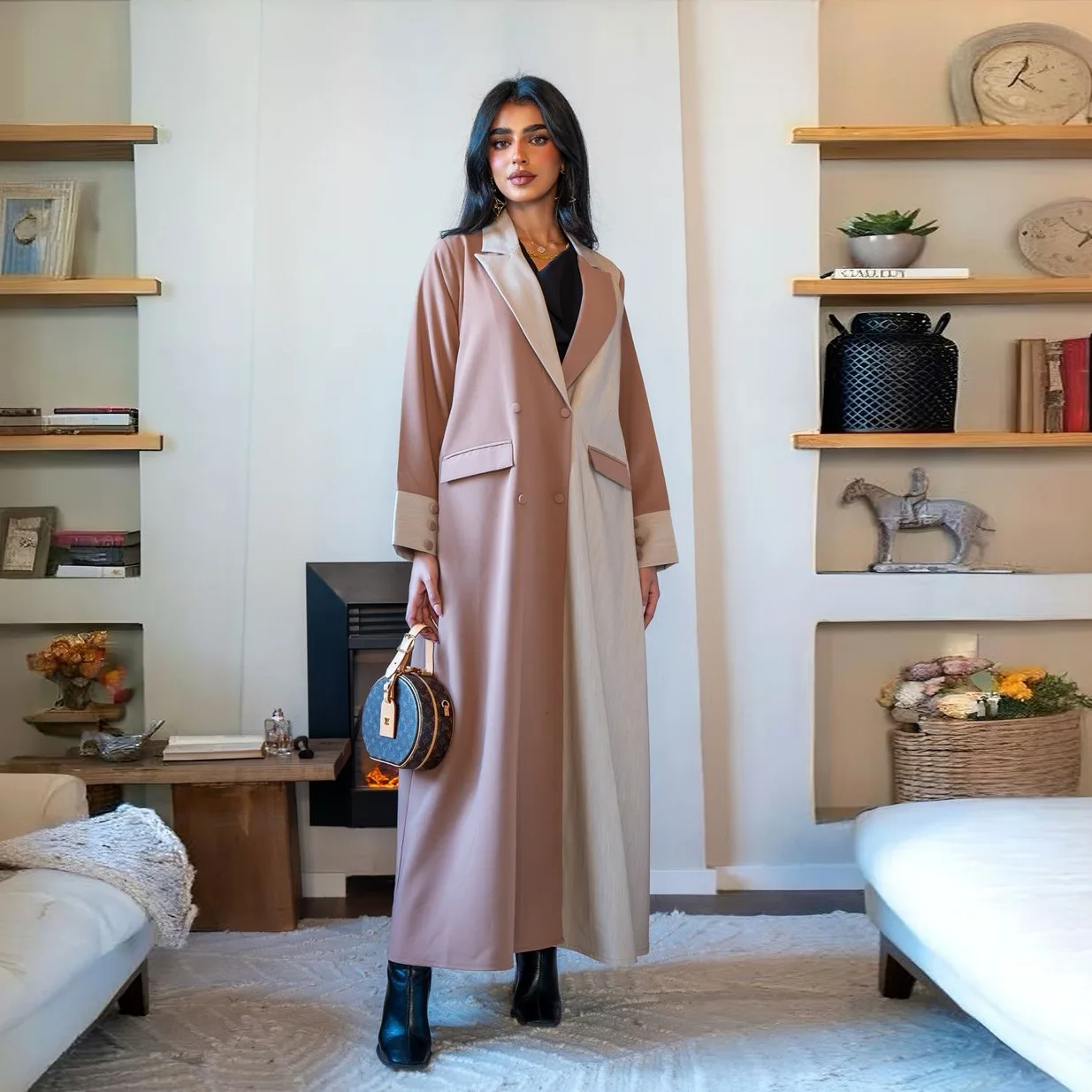 Labaya Modest Abaya Coat Women Lapel Collar Long Robe Dub... – Grandado