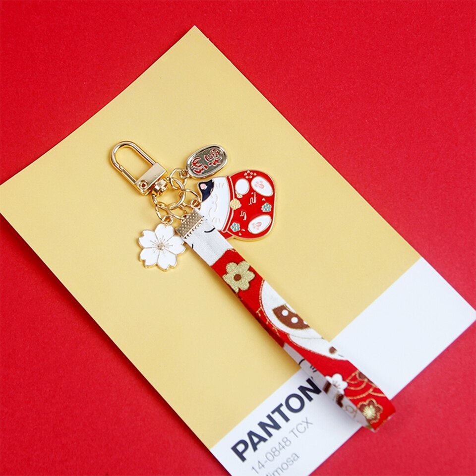 Japanese Smart phone Strap Lanyards for iPhone Samsung Keys Decoration Daisy Tassel Cat Mobile Phone Strap Rope Phone Charm: C