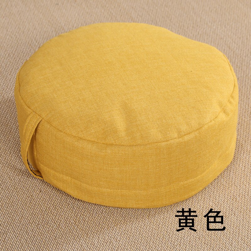 Coussin de siège rond Tatami lavable , épais, Futon, pour Table à thé, balcon, salon, baie vitrée: yellow 40x40x14cm