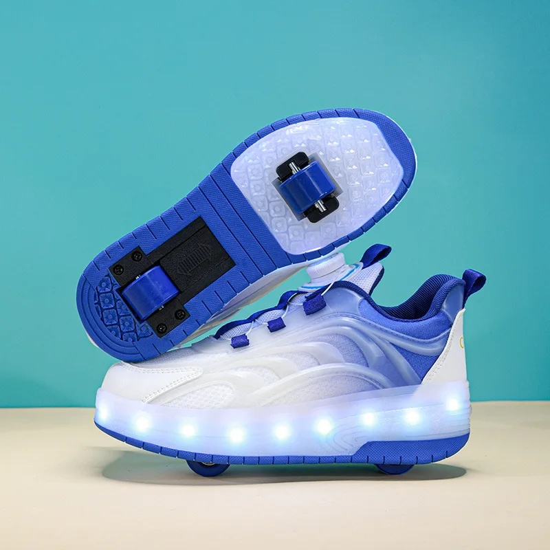 Coole leuchtende Rollschuhe, universelles für Jungen und Mädchen, hoher ästhetischer Wert, Herbst 2024, neues Modell, Doppelrad-Rollerska: verrotten / 37