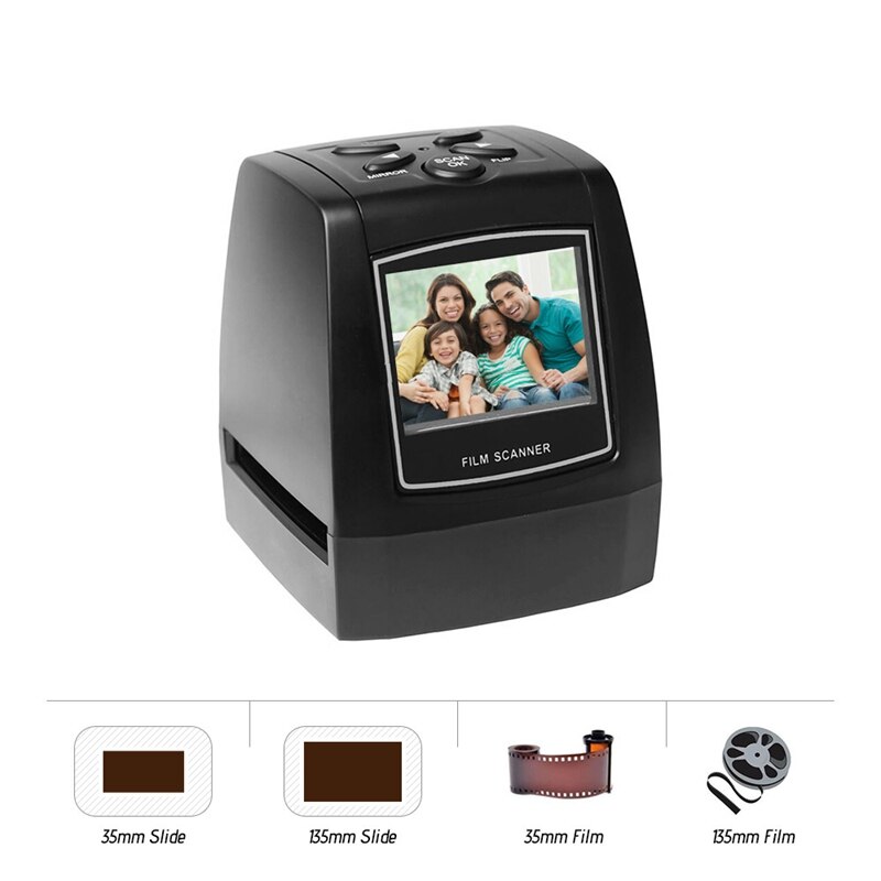 Film Scanner, Converts 35mm 135mm Films/Slides/Negatives to Digital JPG Photos, 2.36 LCD Sn