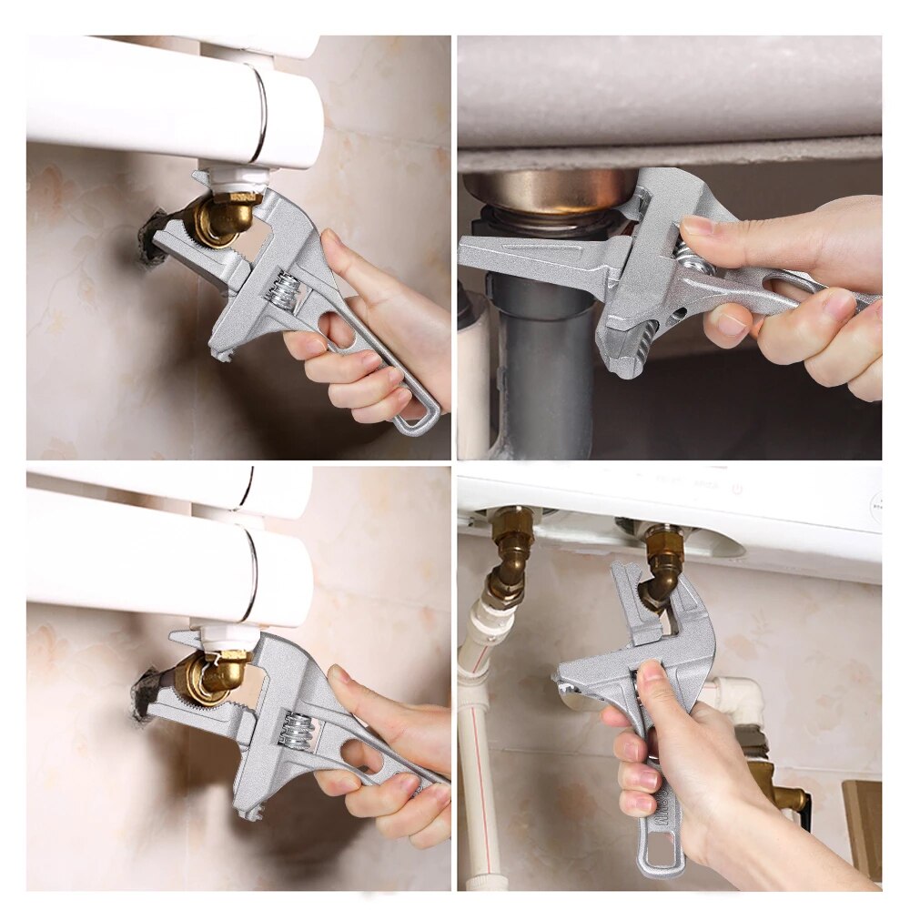 TOOLSAY Bathroom Adjustable Wrench for Tight Spaces Multifunction Spanner for Plumbing Task Pipe Tube Nut Toilet Sink Pool