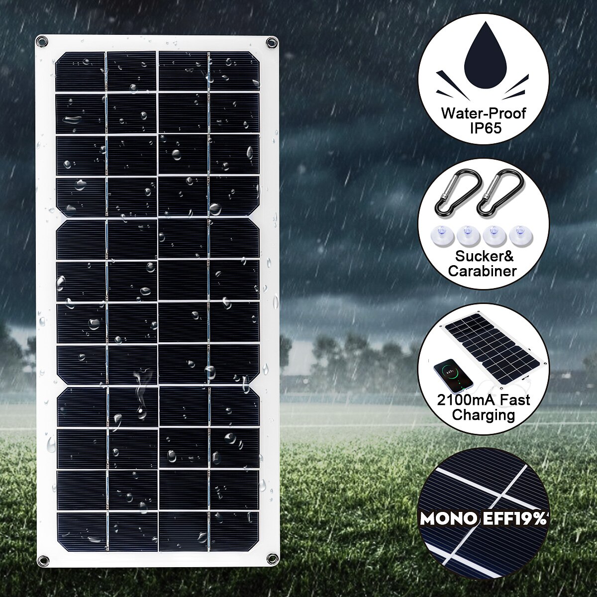 30W Solar Panel 12V Polycrystalline USB Power Portable Outdoor Cycle Camping Hiking Travel Solar Cell Phone Charger
