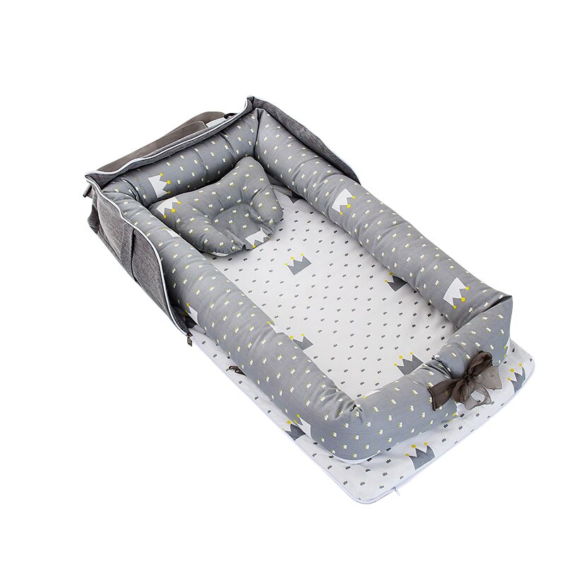 Bolsa tipo cama portátil, parachoques de cama media, protección de aislamiento segura, funda de almohada estereotipada extraíble, estilo de algodón: 5
