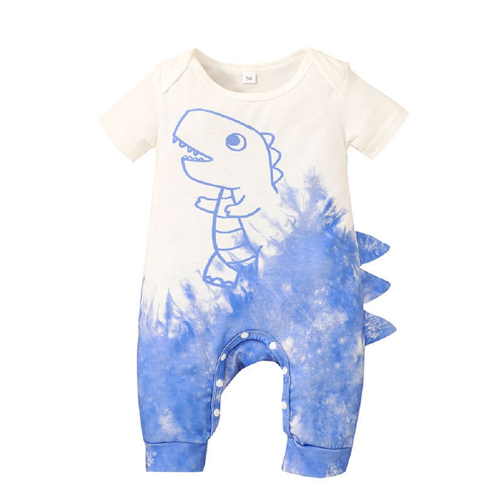 Neue 2022 Kleinkind Neugeborenen Strampler Sommer Kurzarm Drucken Karikatur Dinosaurier binden-Farbstoff Bodycon Baby Jungen Nette Strampler Kleidung Outfits