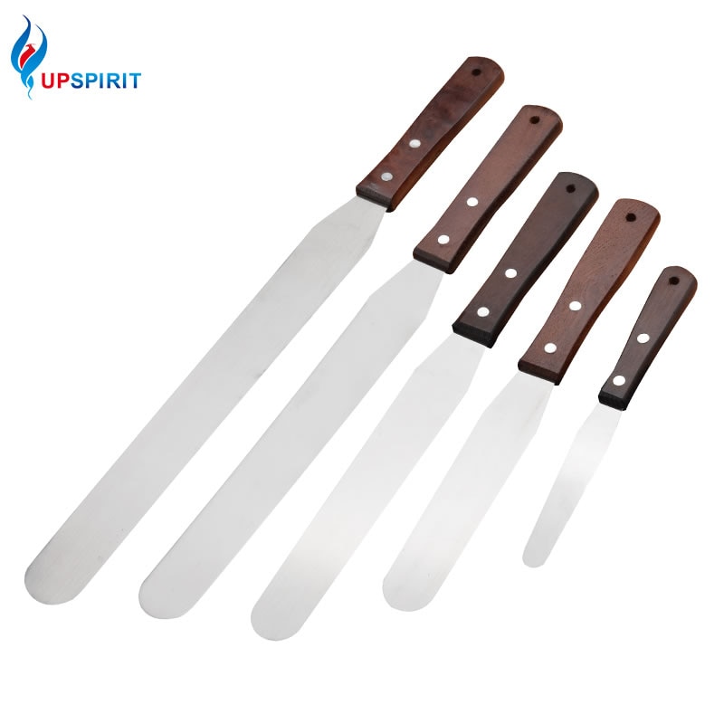 Upspirit Verschillende maten Cake Icing Spatel Rvs Blade Houten Handvat Straight Spatel Voor Batter Taart Boter Huis & Keuken