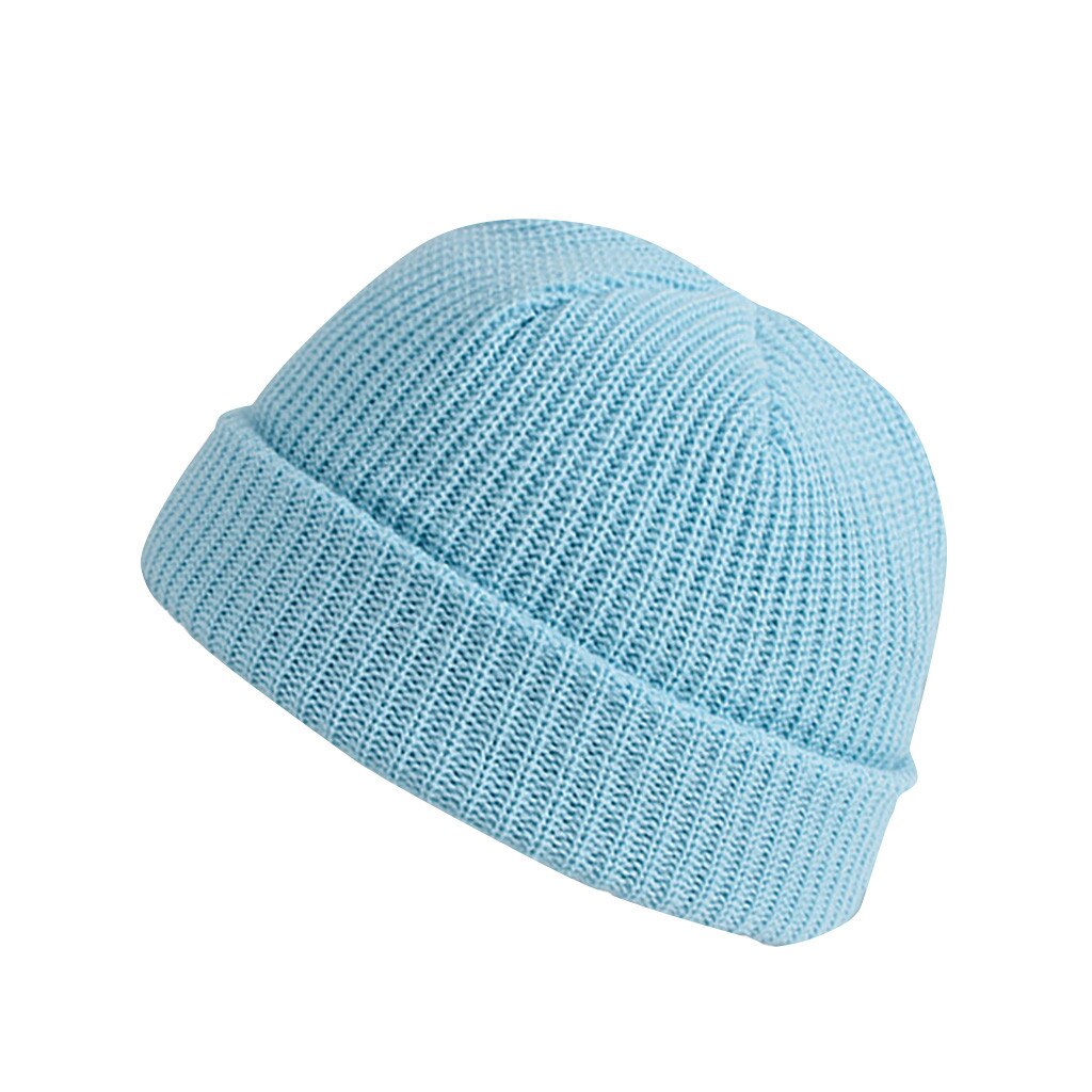 Gorros De lana para hombre y Mujer, gorros De invierno cálidos, casuales, De punto, De Color sólido, combina con todo, Unisex: Azul