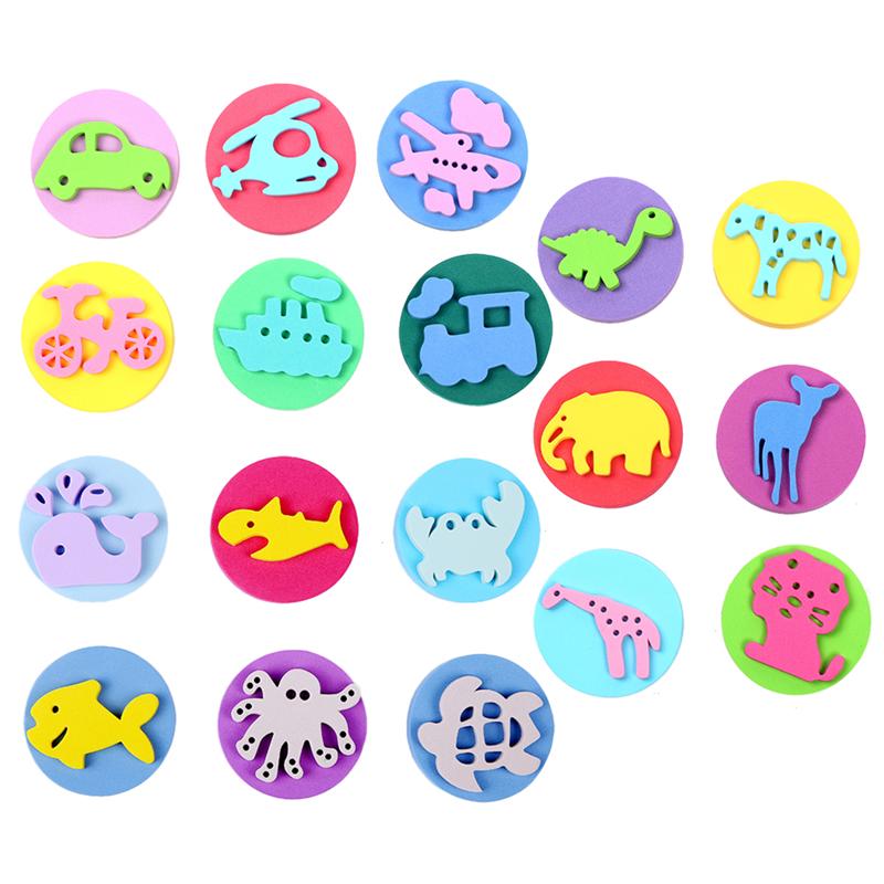 18Pcs in 6 Set Painting Stencil DIY Drawing Template Round Stamper Tool Early Education Supplies Mini Stampers for Kids School