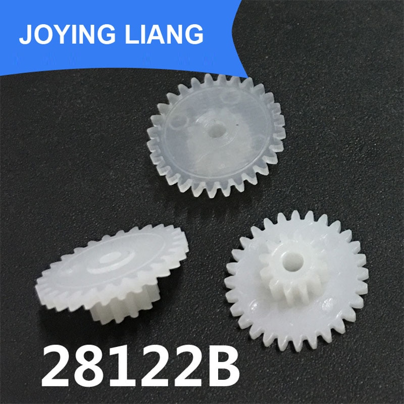 28122B 0.5M Plastic POM Gear Diameter 15mm 28 Tanden + 12 Tanden Twee Layer Gear 2.05mm Gat DIY Speelgoed Onderdelen Accessoires