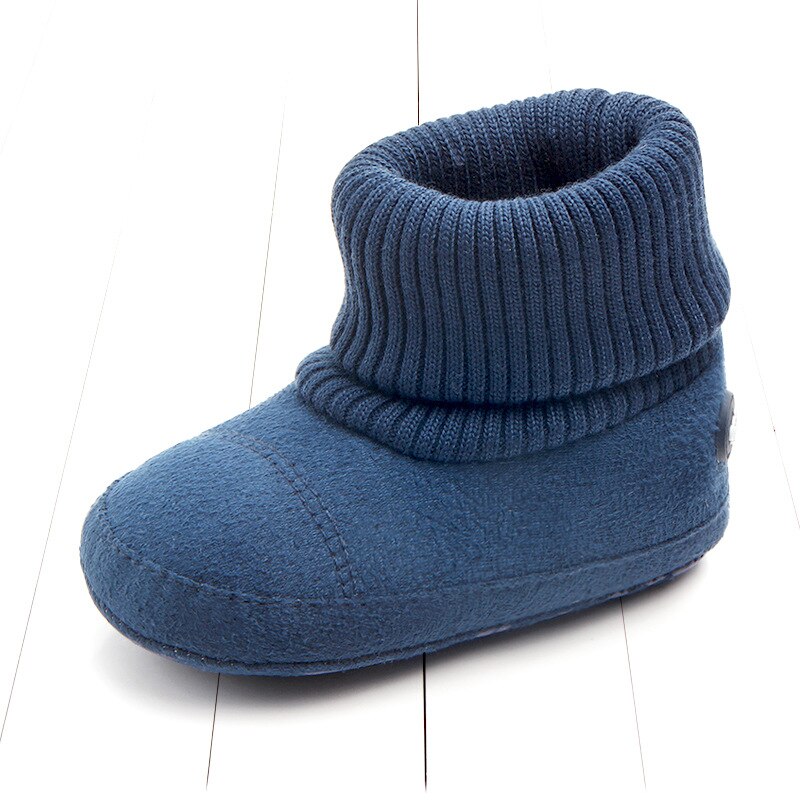 Baby-herbstschuhe für kleinkinder, stiefel für mädchen, #39 , neugeborene, warme, gestrickte blumenstiefel für jungen, freundlicher-winterschuhe aus baumwolle: Blau / 14-13cm
