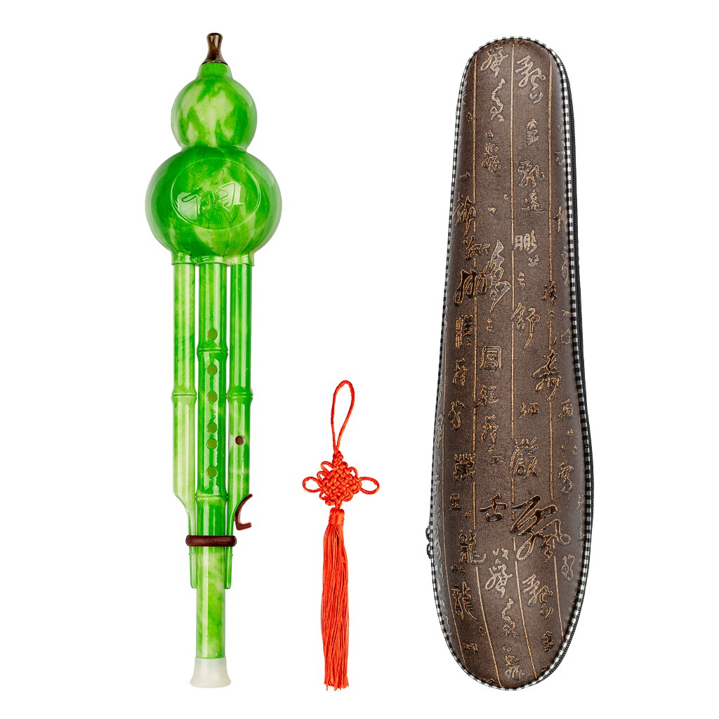 noemi professionale cinese fatto a mano in bambù nero Hulusi flauto doppio tono C chiave zucca Flauta strumento musicale etnico con custodia: verde Bamboo