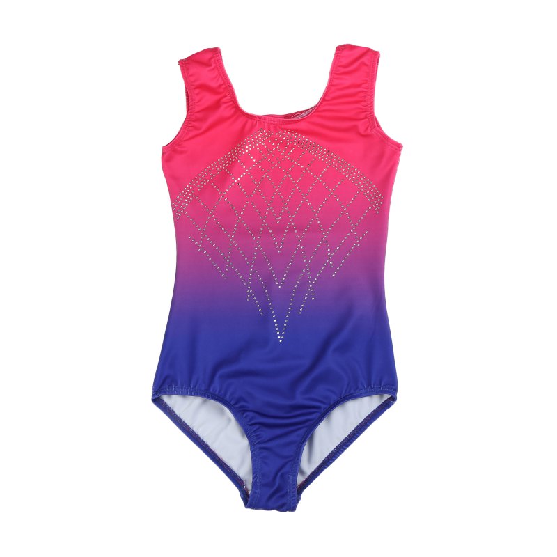 Girls gymnastics suits, high sleeveless diamonds, highlights, gradient, color, body, ballet, gymnastics, dance, practice