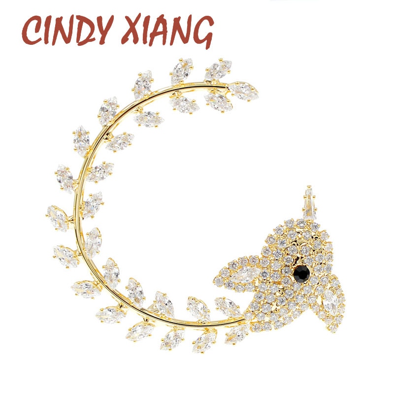 CINDY XIANG Zirkonia Vogel Und Olive Broschen Für Frauen Glänzende Tier Pin Winter Zubehör Neue
