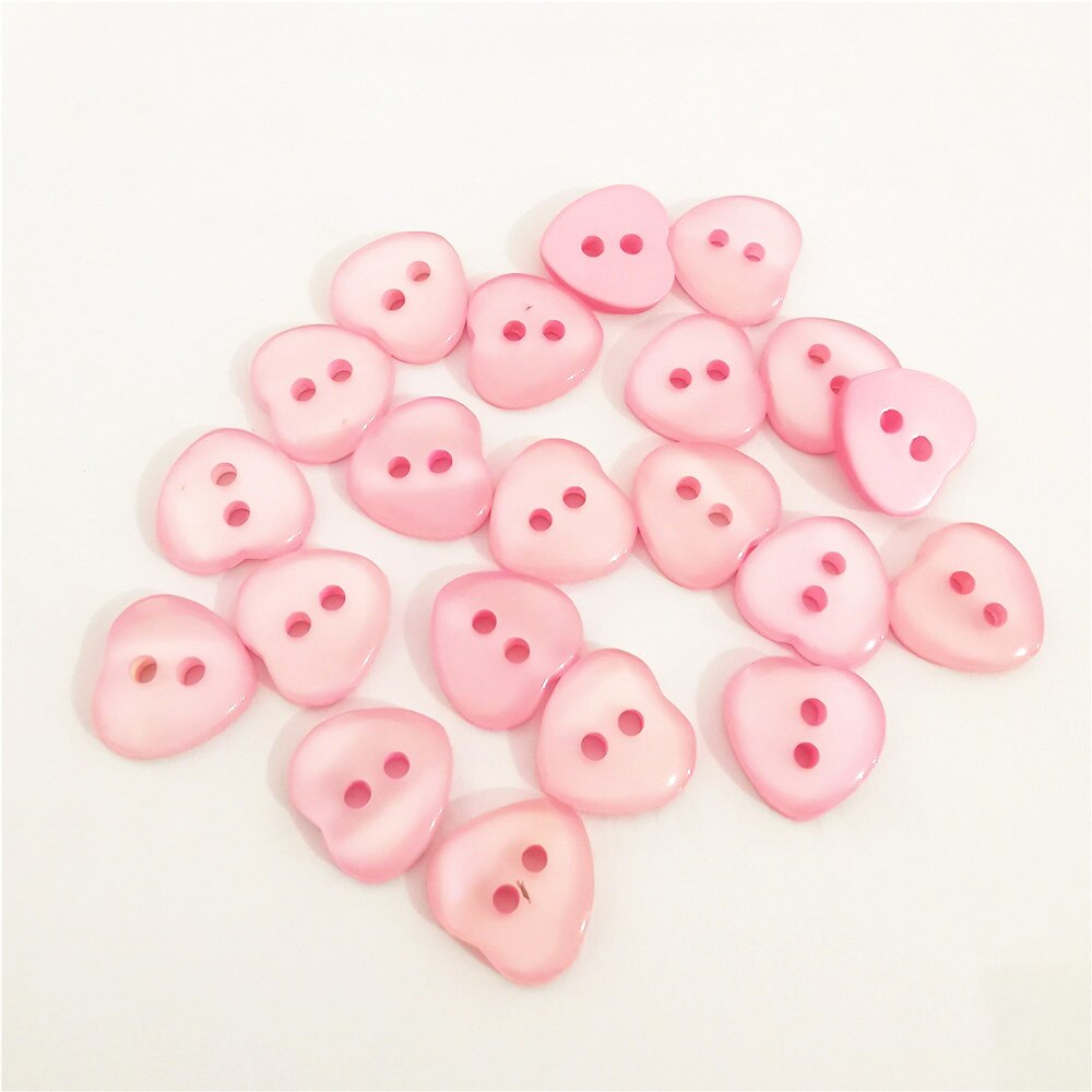 100Pcs 10X11Mm Roze Hars 2 Gaten Hart Knoppen Naaien Accessoires Baby Fancy Knop Voor Scrapbooking