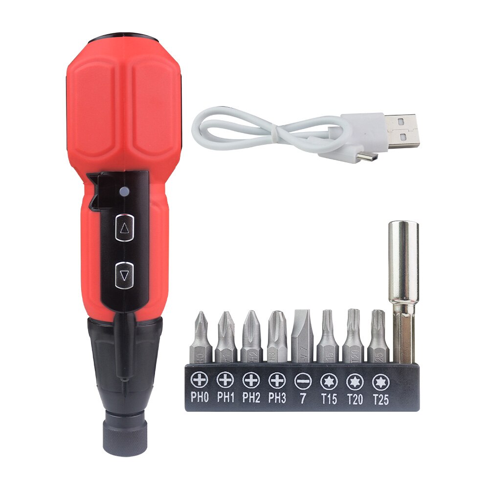 3.6V Mini Elektrische Schroevendraaier Draadloze Oplaadbare Magnetische Bat Schroevendraaier Bit Set Voor Schroevendraaiers Power Tools: Rood