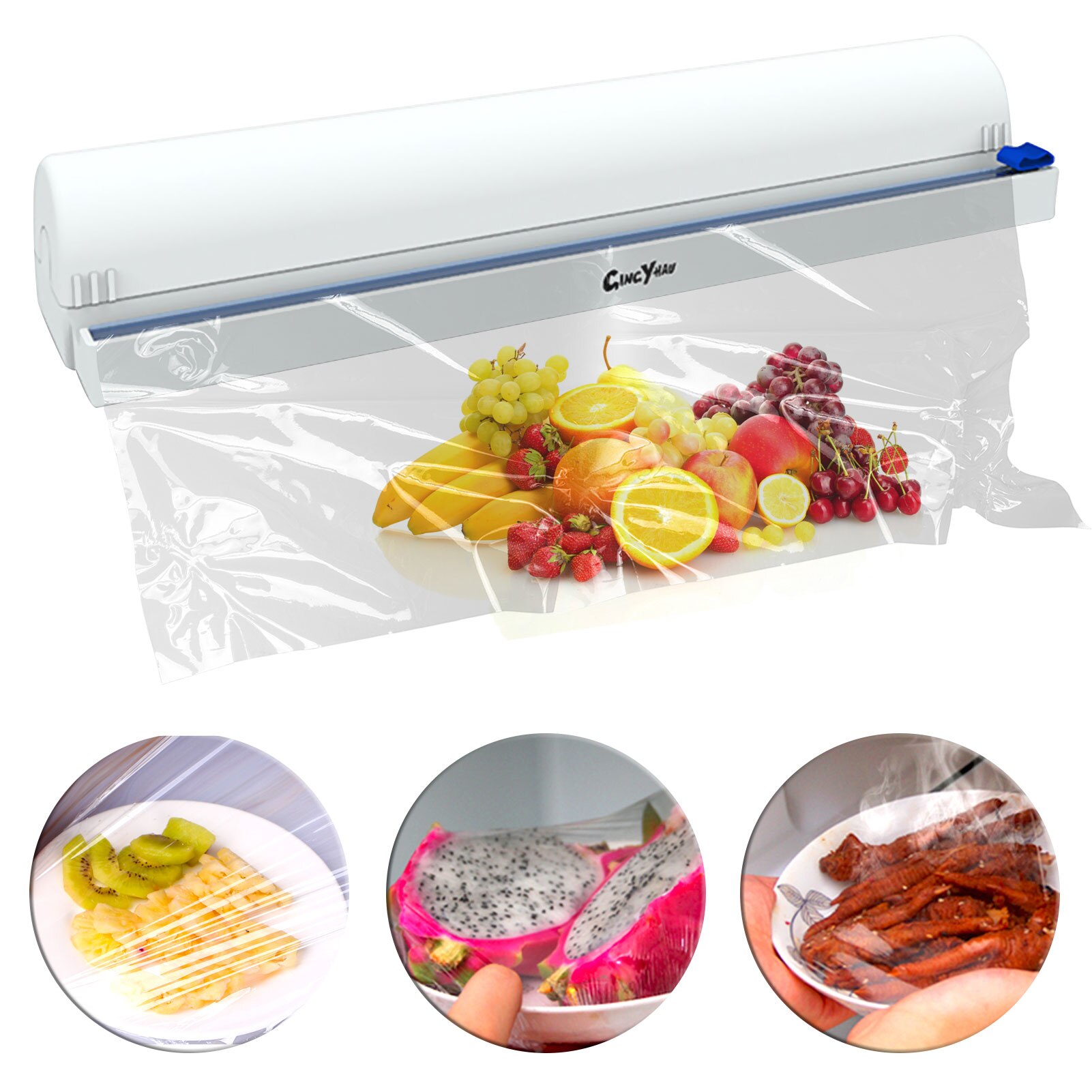 Cling Film Cutter Food Wrap Cutter Plastic Wrap Dispenser with Slide Cutter Foil/Film Dispenser with Cutter Maximum Roll