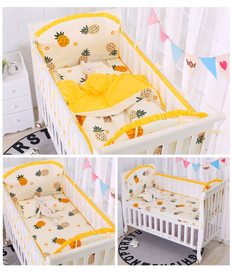 Dinosauro Maglia di Cotone Cirb Paraurti di Sicurezza e di Collisione Letto Fodera Removibile e Lavabile con Cerniera Traspirante Culla Imbottiture E Paraurti: Oro