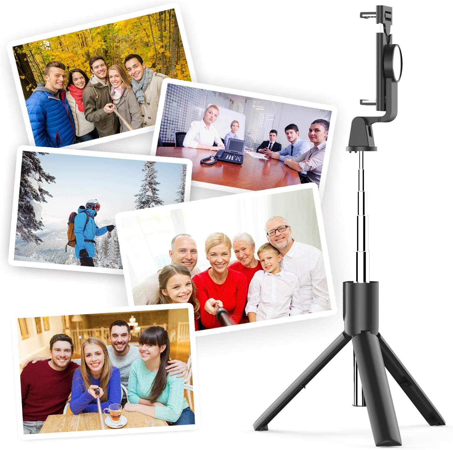3 in 1 kabelloser bluetooth-selfie-stick, ausziehbares hand-monopod, faltbares mini-stativ mit auslöser-fernbedienung für das iphone