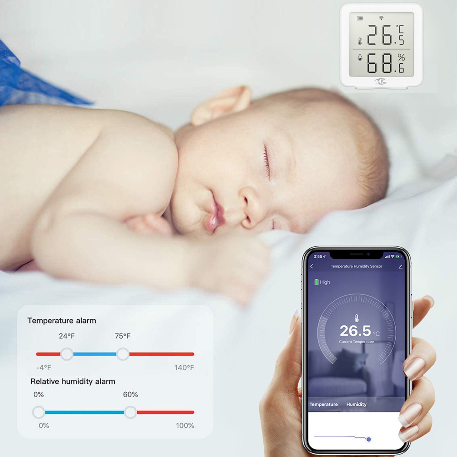 Tuya WIFI Temperature Humidity Sensor Wireless Digital Temperature Humidity Meter Indoor Thermometer Hygrometer Works with Alexa