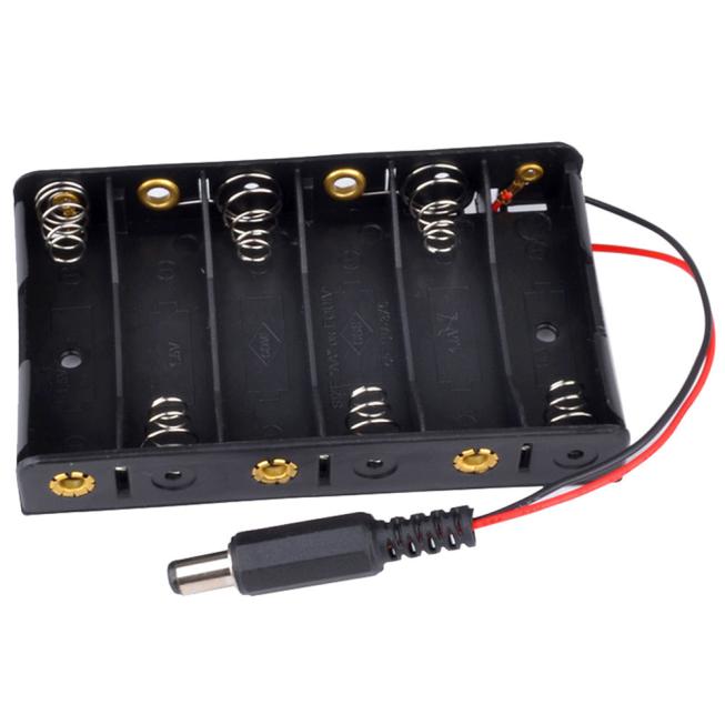 Battery Case Holder 6 x 1.5V AA batteries DIY Storage Box With DC2.1 Power Jack For Arduino Battery Holder Case In Stock: Default Title