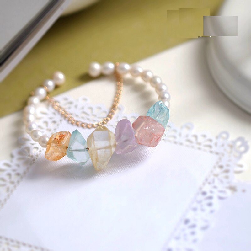 Verstelbare Natuurlijke Amethist Barokke Witte Parel Armbanden Voor Meisje Beste Vriend Luxe Stone Sieraden