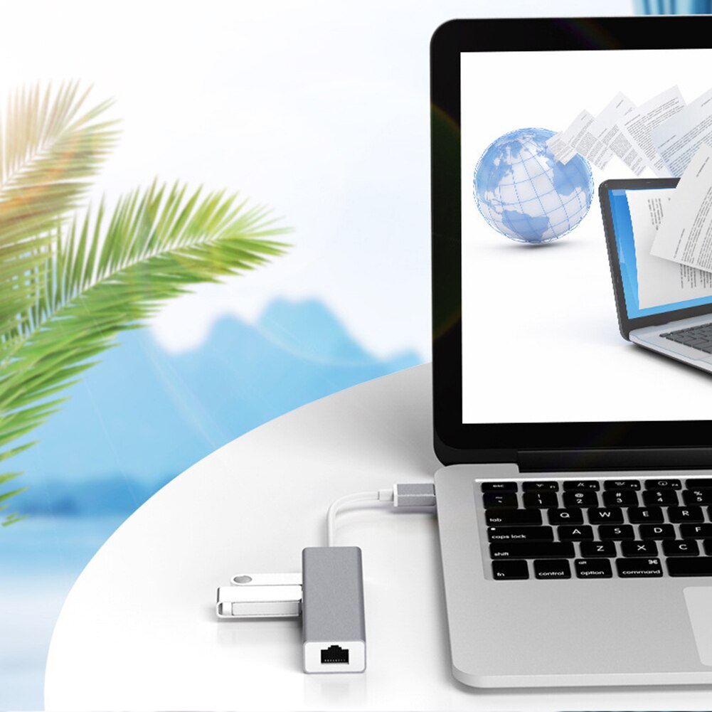 USB to 5Gbps 3 USB 3.0 RJ45 10/100Mbps Wired Ethernet Network Card LAN Adapter Hub Converter for Windows Mac OS Linux