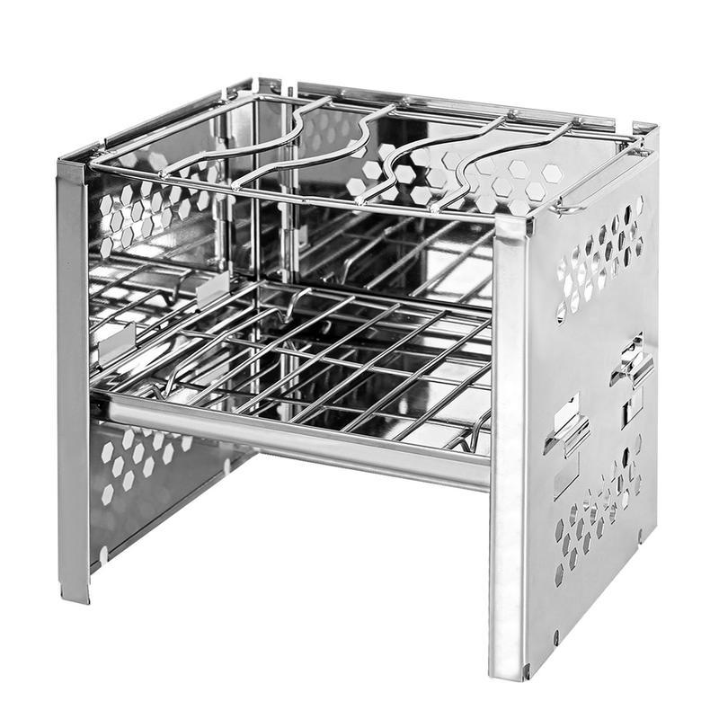 Stainless Steel Wood Burning Camping Grills Picnic BBQ Cooker Portable Folding Backpacking Stove Barbecue Grill for Outdoor
