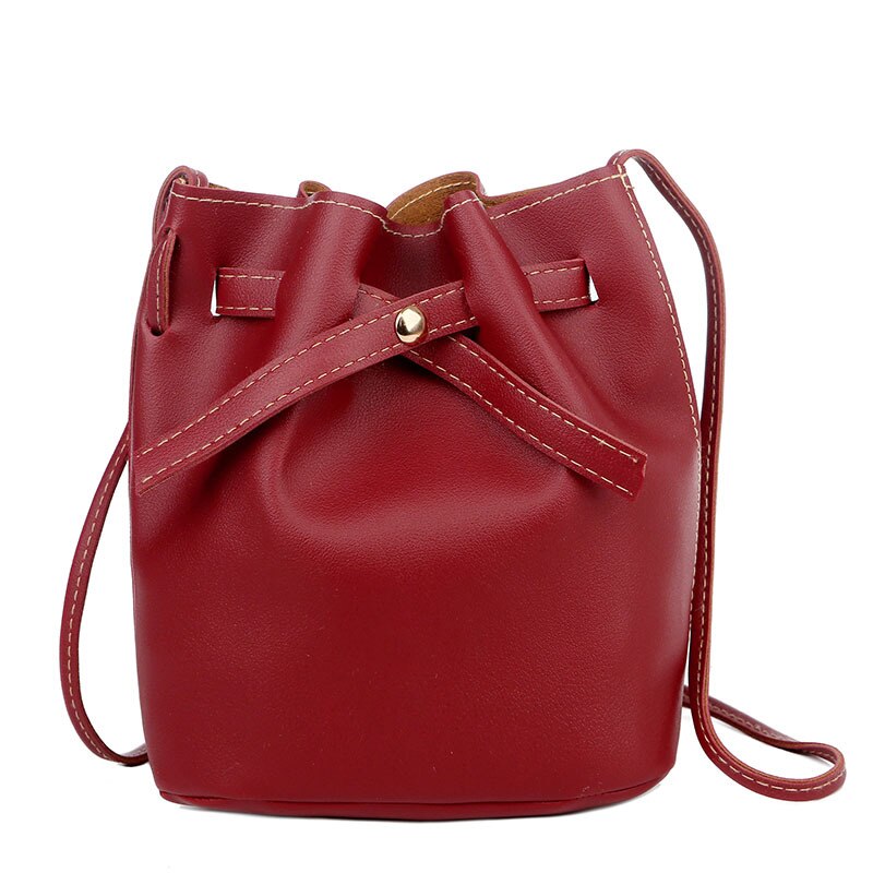 Bolso de cubo de Color sólido para mujer, bolsa de hombro, novedad de verano, primavera,: Rojo