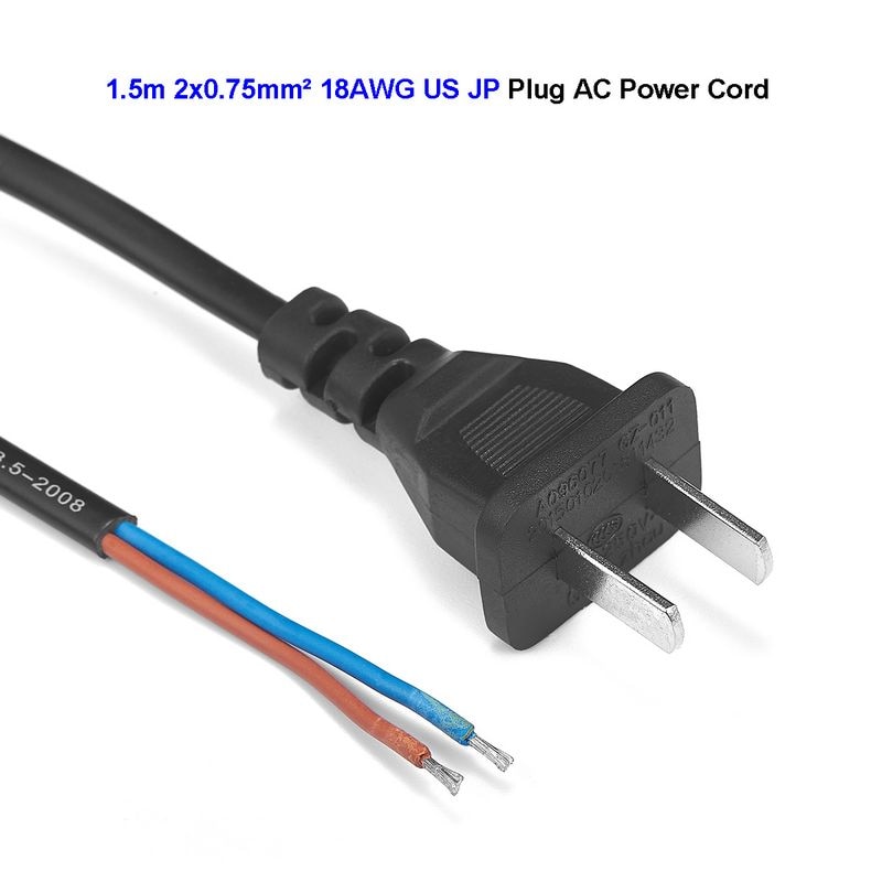 US Plug Power Kabel Adapter 18AWG Pigtail Elektrische Draad Japan Vervangende Voeding Cord Voor Uitbreiding Socket Lampen LED Licht