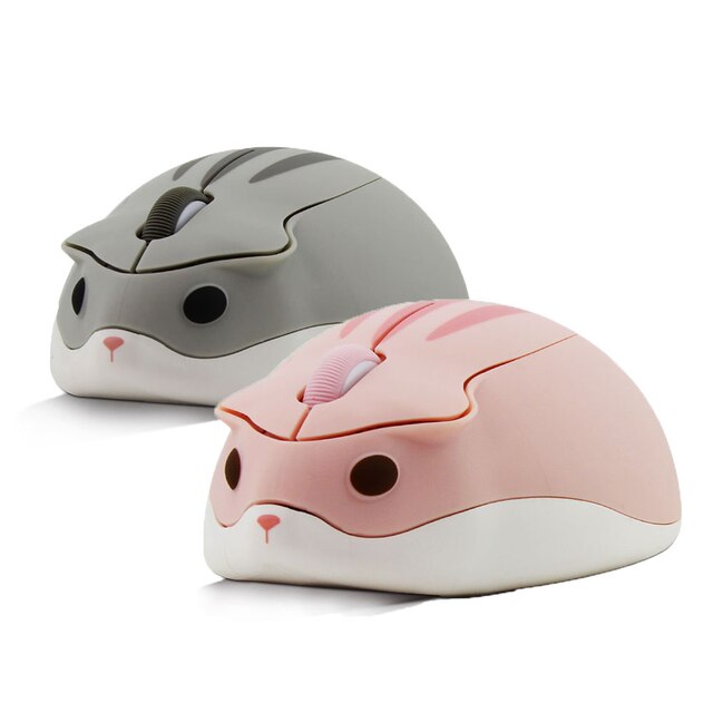 Neue Nette Maus USB Optische Drahtlose Gaming Cartoon Mause Rosa 3D Hamster Form Gamer Laptop Mäuse 1600DPI Für mädchen: pink and gray