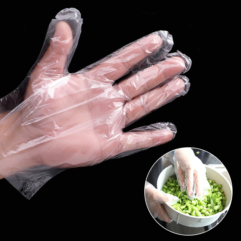 50/100Pcs Wegwerp Handschoenen Eenmalige Plastic Handschoen Duidelijke Wegwerp Voedsel Handschoenen Voor Industriële Restaurant Keuken Schoonmaken handschoenen