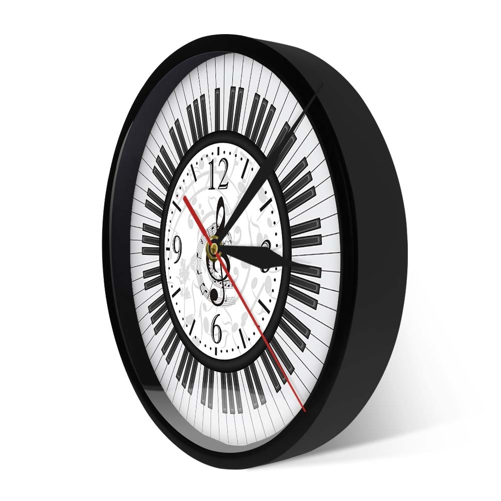 Teclado de Piano con marco de Metal, reloj LED de arte de pared, Control de sonido, notas musicales, reloj de pared, estudio de música, decoración, de pianista