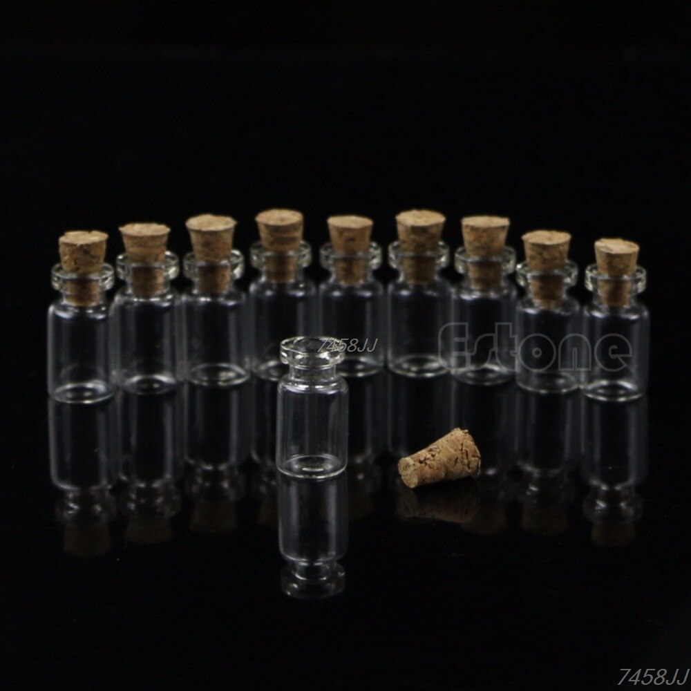 10Pcs Kleine Lege Clear Glazen Fles Flesjes Met Kurk Opslag Craft 0.5Ml 10*18Mm G03