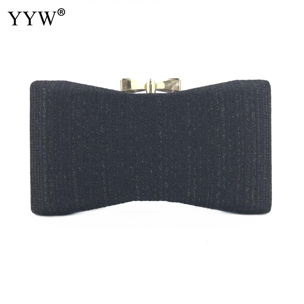 Gold Bogen Frauen Kupplung Tasche Gold Kette Pochette Femme Abend Party Handtasche Hochzeit Geldbörse Für Hochzeit Prom Cocktail Party Braut: Schwarz