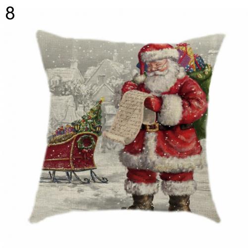 Juletræ julemanden elg print kaste pudebetræk pudebetræk hjem sofa bilindretning: 8